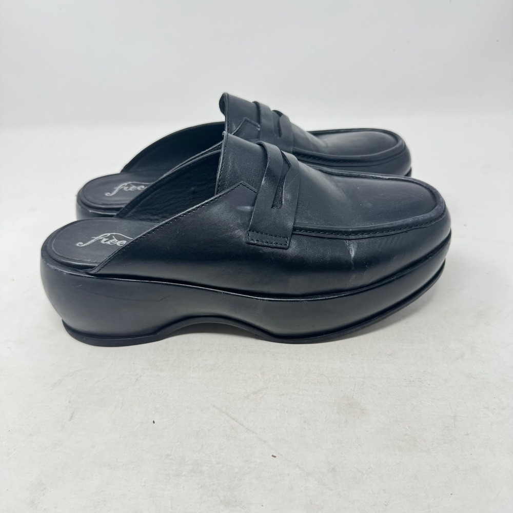 Free People Platform Penny Loafer Mules Black 38 90s Y2K Minimalist Grunge - Picture 9 of 10